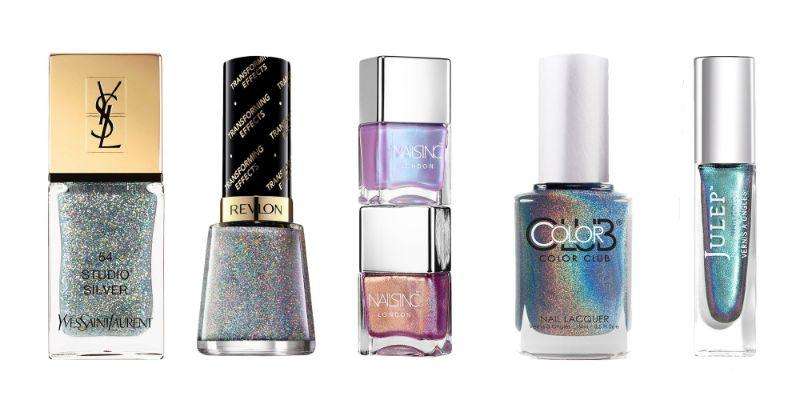 silver holographic nail polish