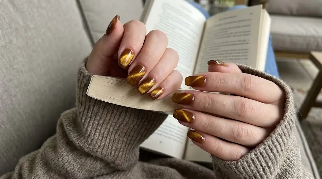 Amber Jelly Tiger Eye Nails