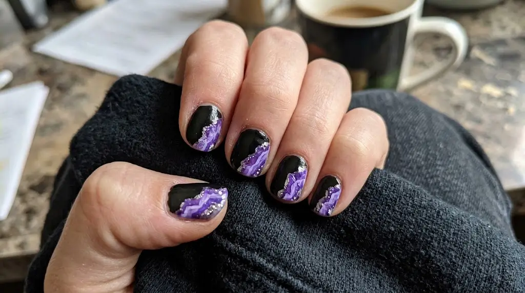 Amethyst Geode Edge Nails