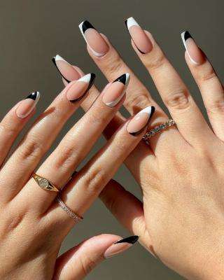 Asymmetric French Tips Birthday Nail Ideas