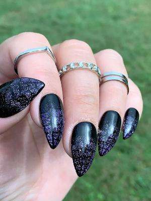 Black and Purple Nails Ombre