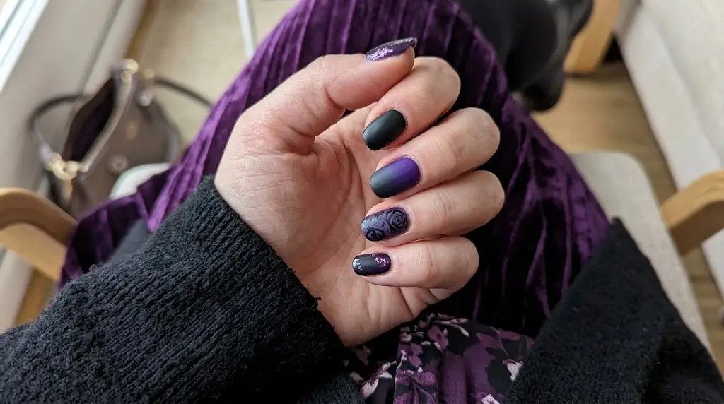 Black and Purple Nails