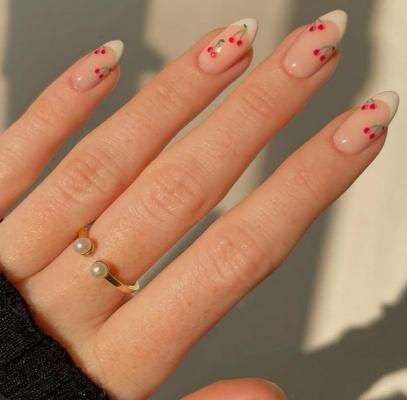 Cherry Nail Design French Tips