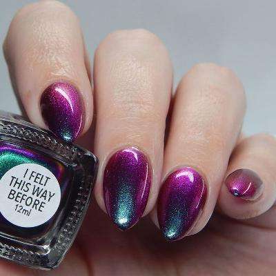 Deep purples mixed with shimmery blues nails