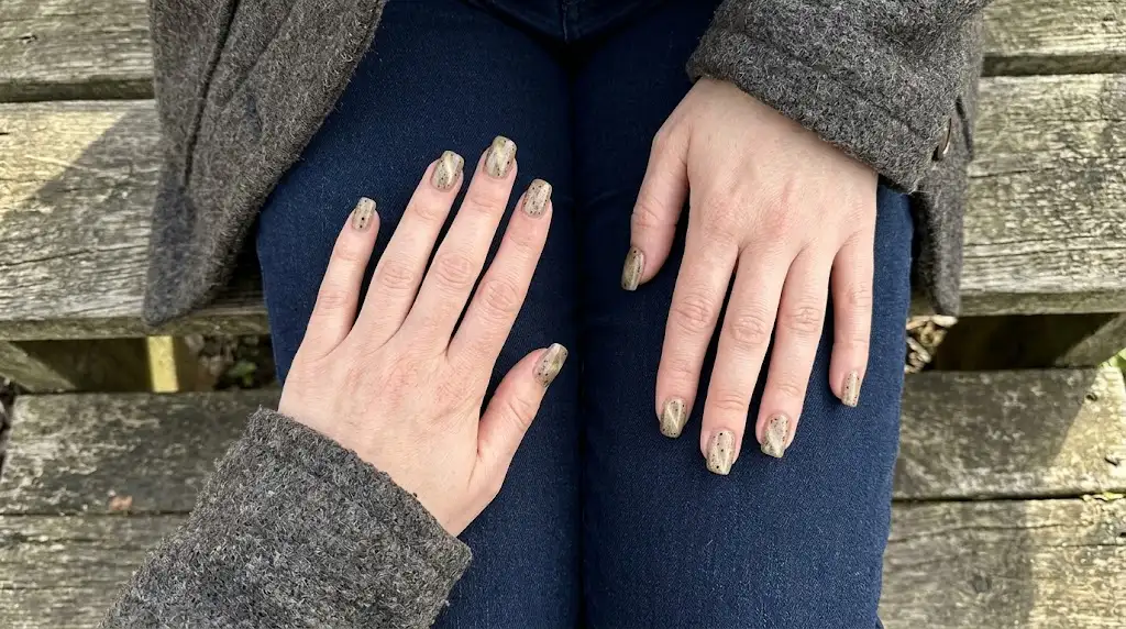 Khaki Sand Dot Nails