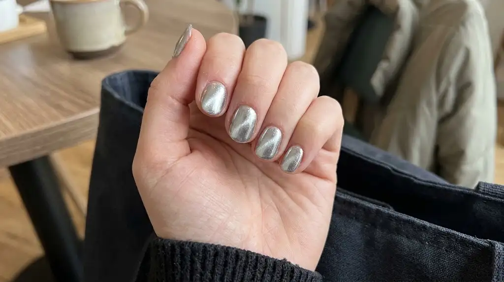 Liquid Silver Short Nails