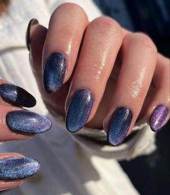 Moody Jewel Tones Cat Eye Nails