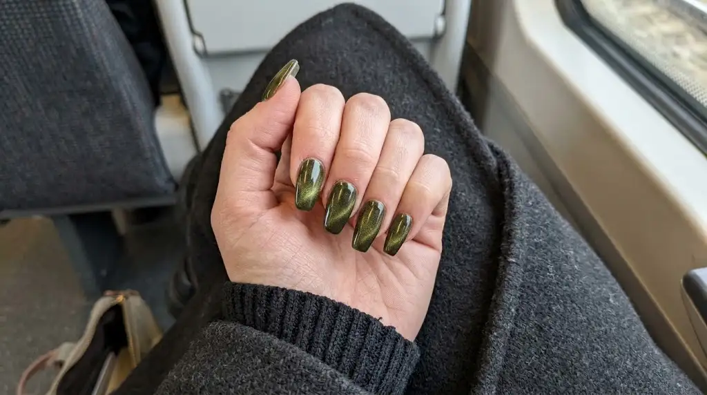 Olive Moss Medium Coffin Nails