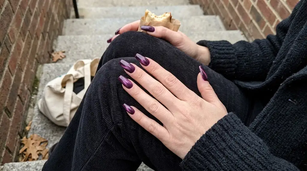 Plum Velvet Coffin Nails