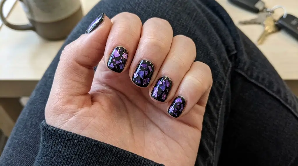 Shattered Glass Purple Flake Nails