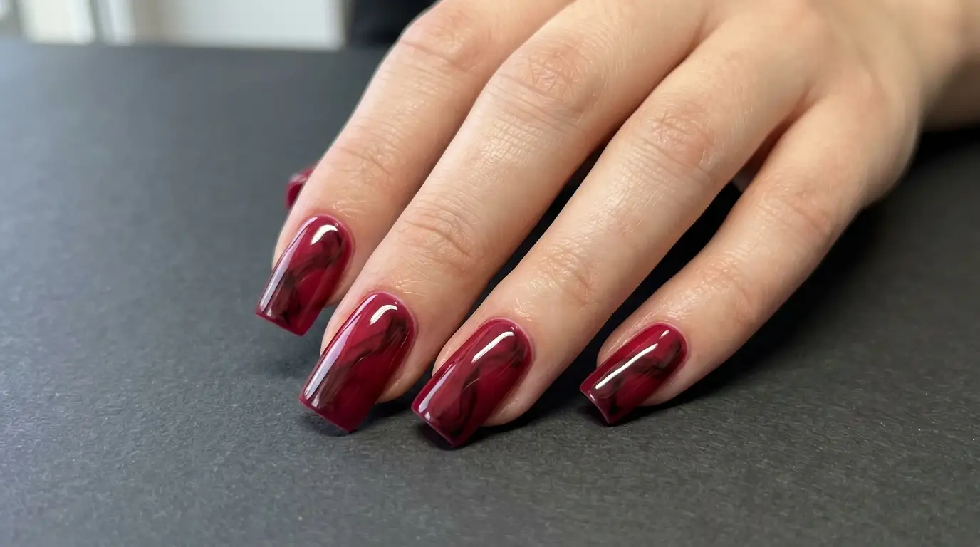 Black Corner Smoke Fade on Square Nails