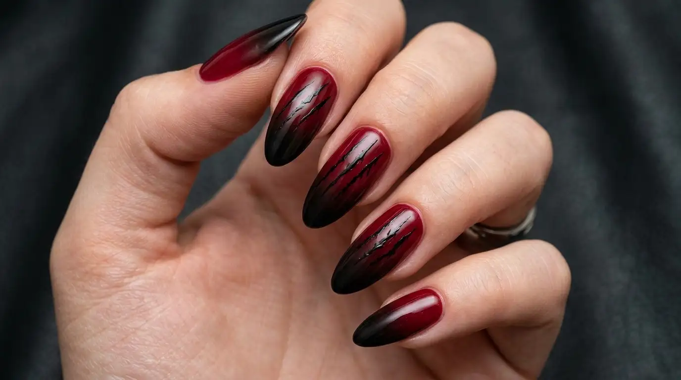 Claw Scratch Marks over a Black-to-Red Fade