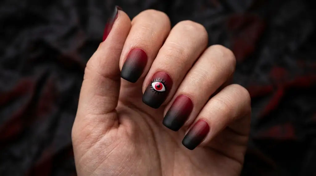 Evil Eye Accent on a Black-to-Red Fade