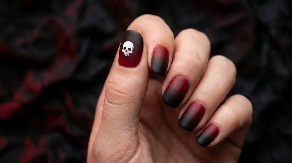 Mini Skull Accent on a Dark Red Fade
