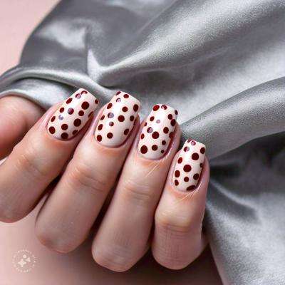 Polka Dot Nails For a Silver Dress