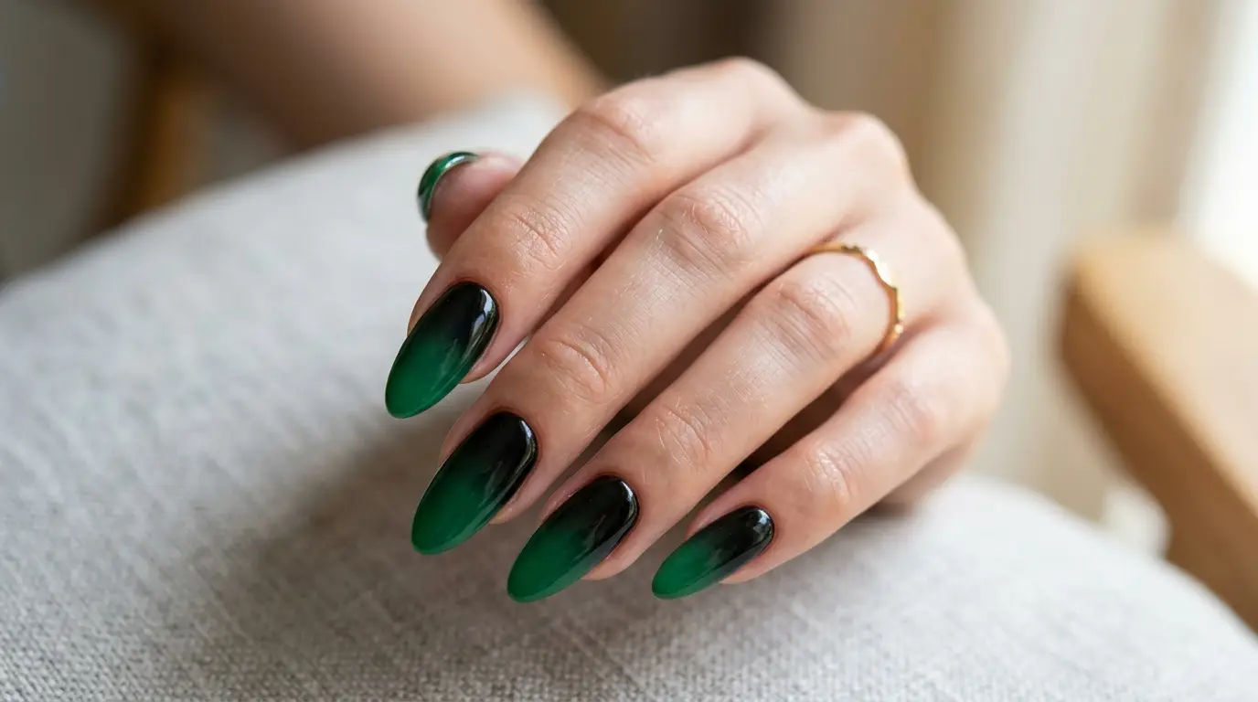 Black And Green Ombre Nails