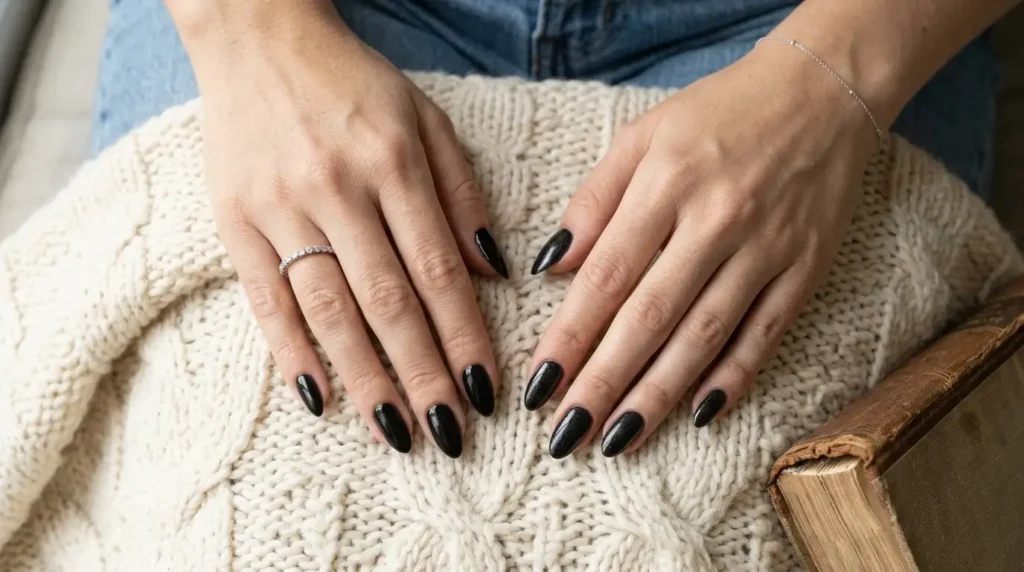 Black Pearl and Ebony Ink black nail