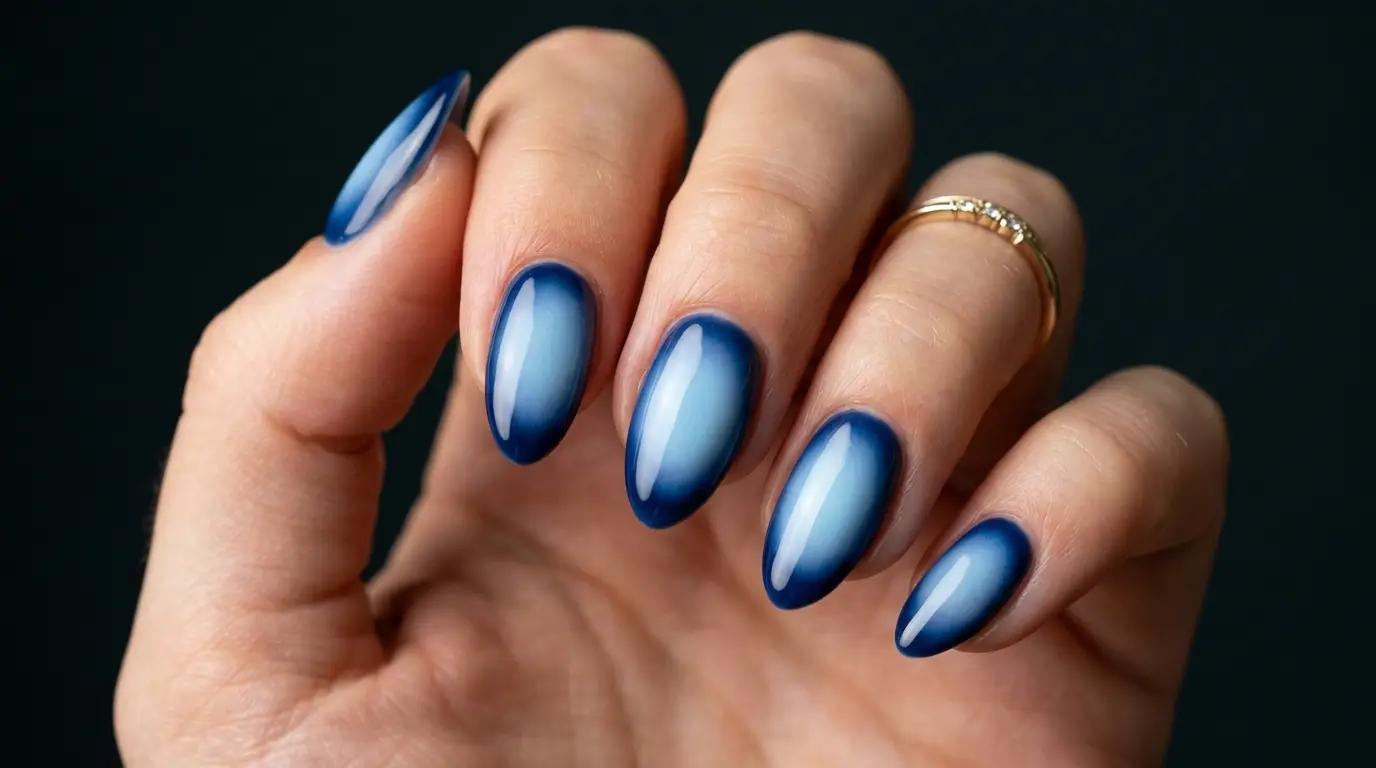 Navy Aura Glow Nails