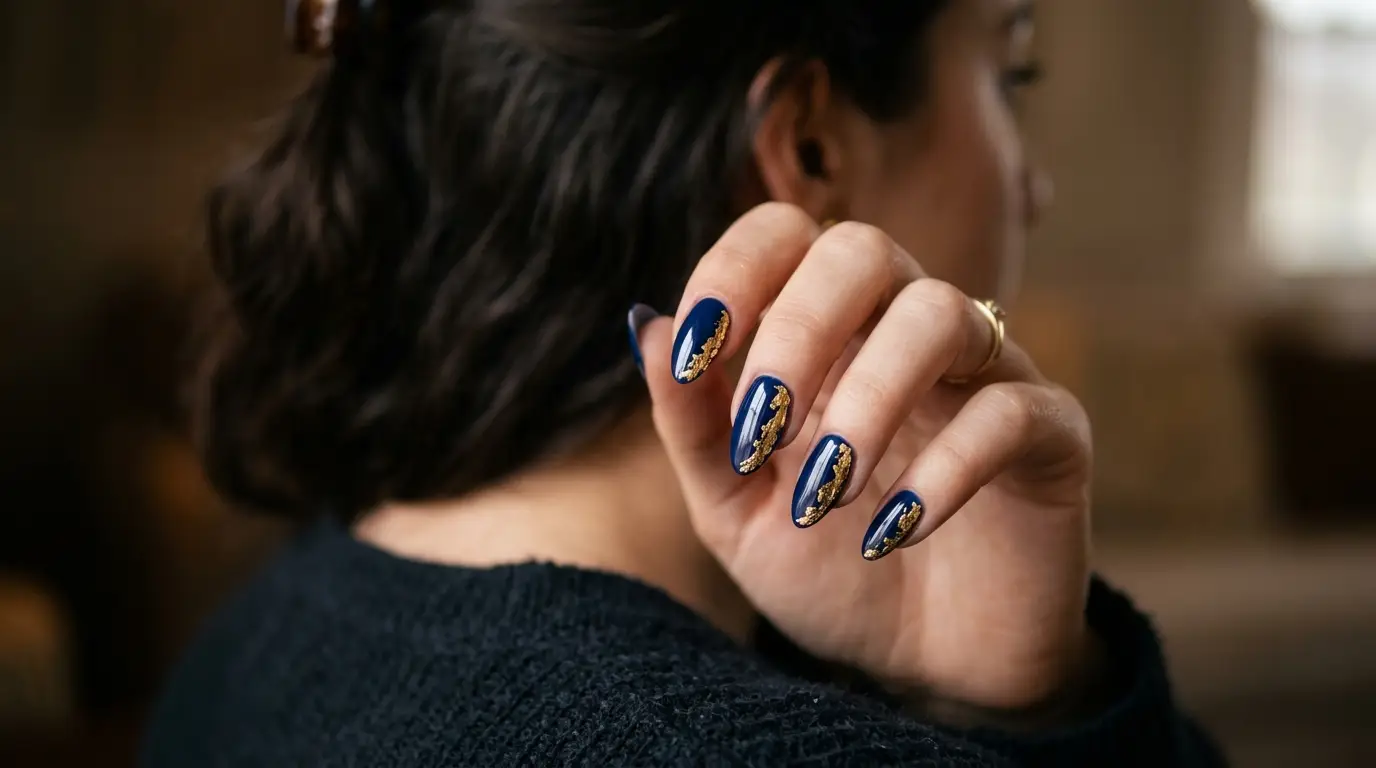 Navy and Gold Foil Edge Nails