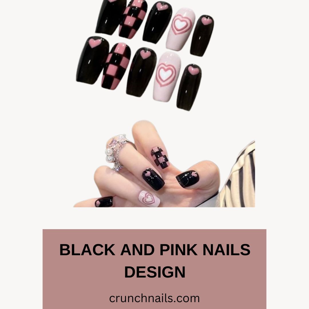 Black And Pink Nails Design