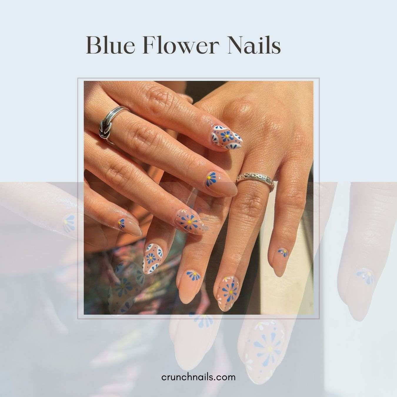 Blue Flower Nails