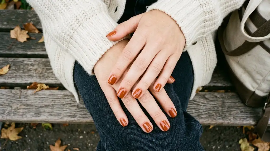 Burnt Orange Short Square Nails