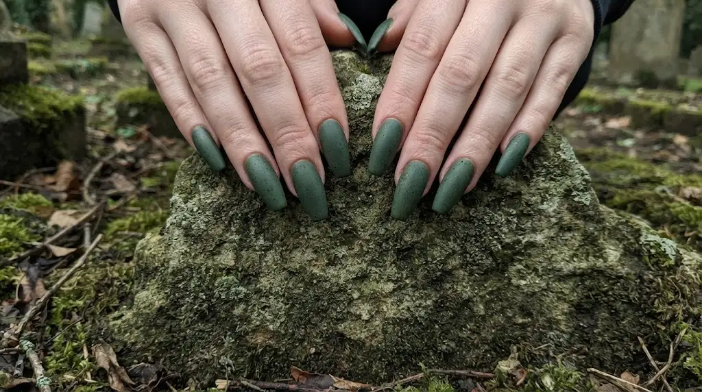 Graveyard Moss Matte Coffin Nails