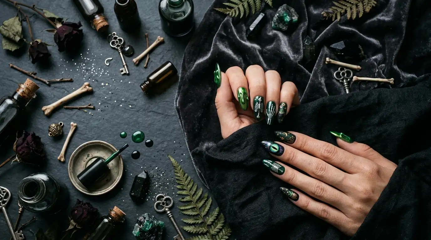 Halloween Green Nails idea