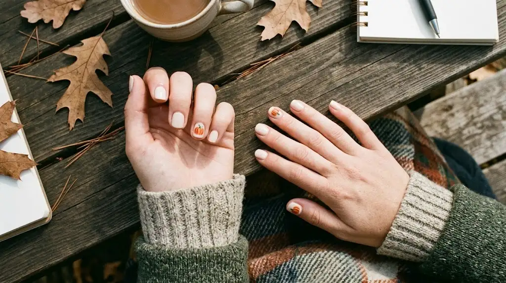 Mini Pumpkin Dot Nails