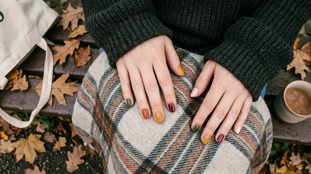 Mismatch Fall Skittle Nails