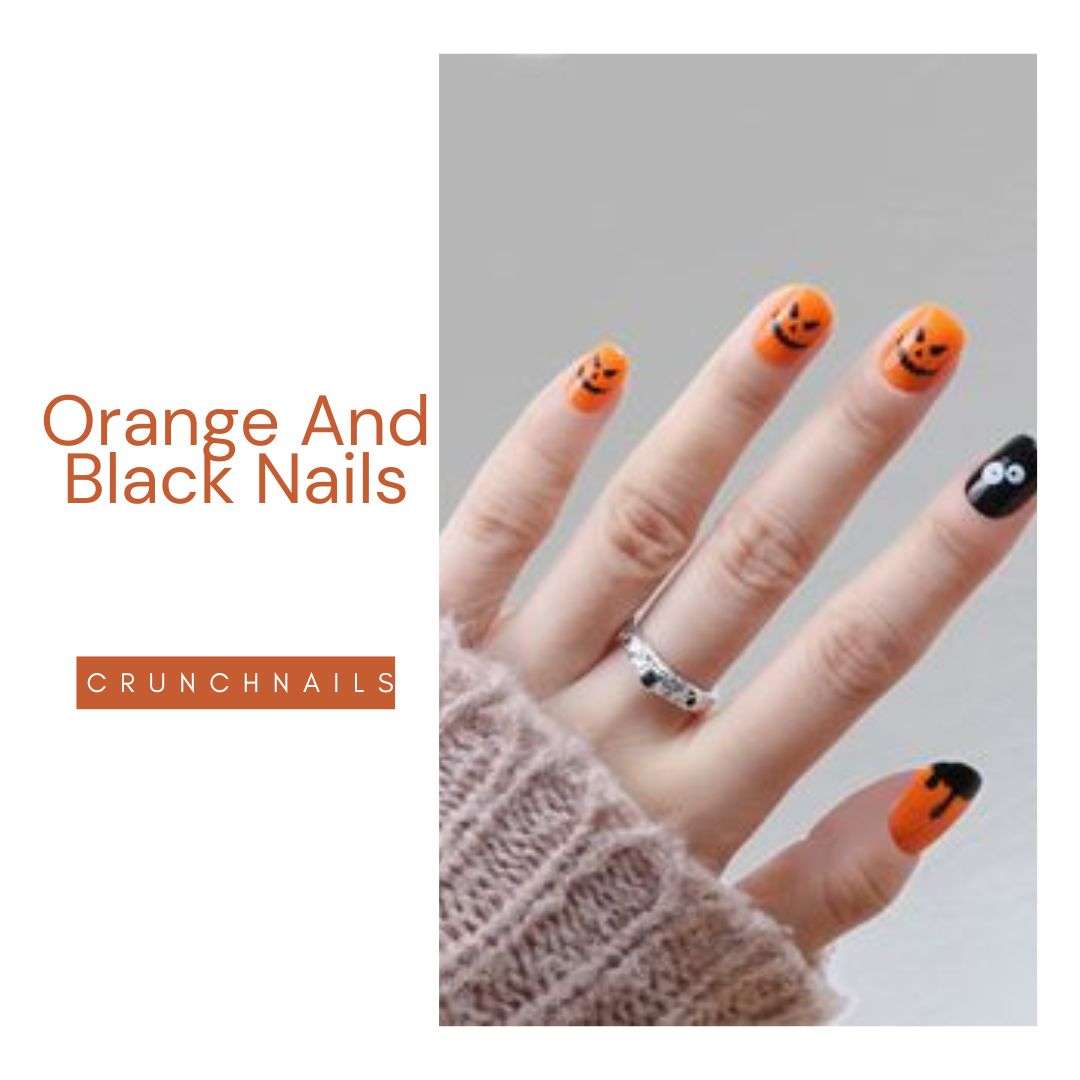 Orange And Black Nails