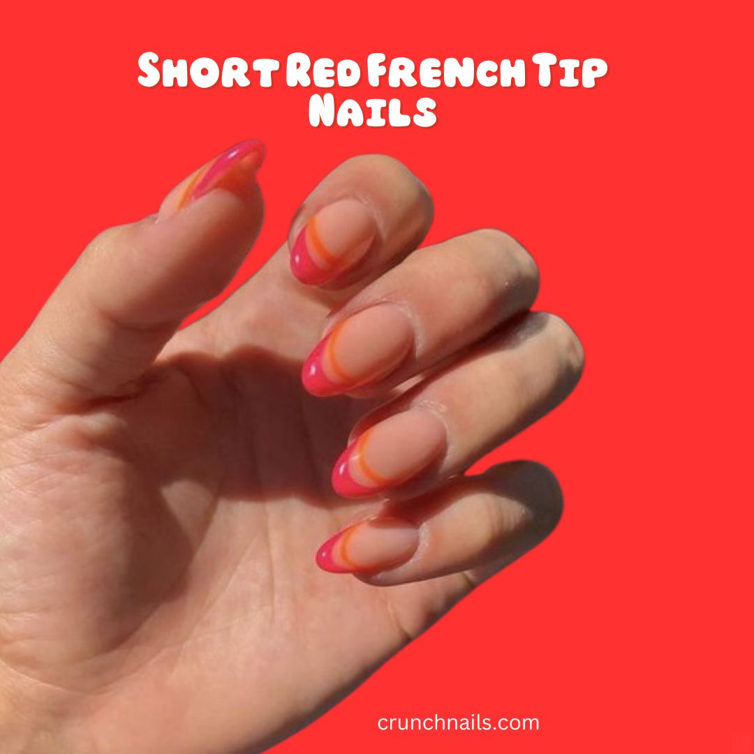 Short Red French Tip Nails