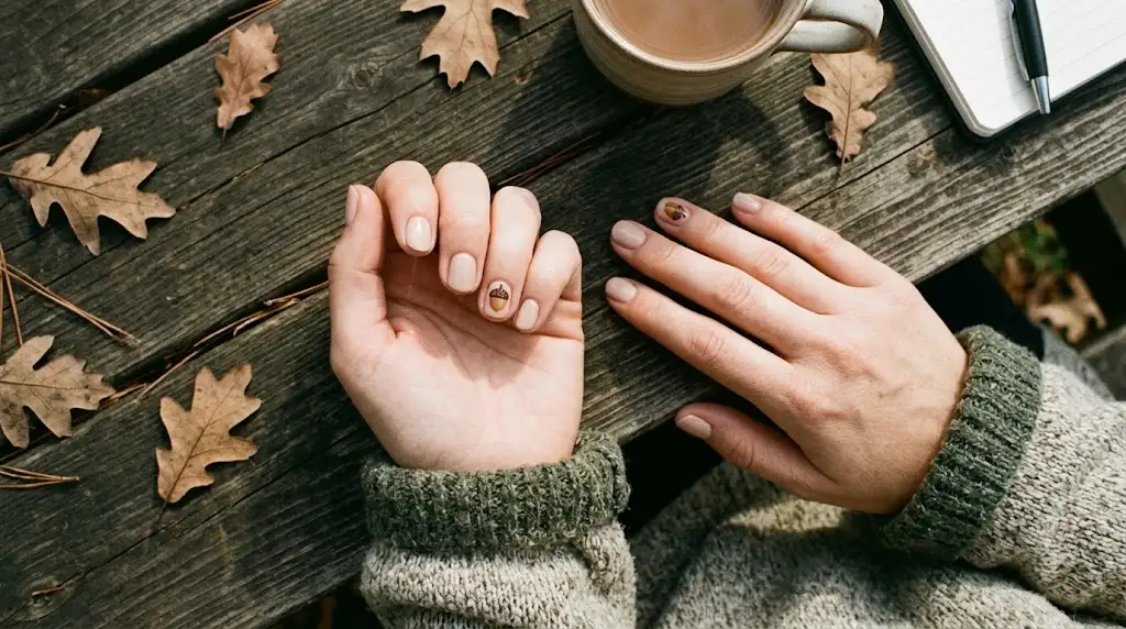 Tiny Acorn Accent Nails