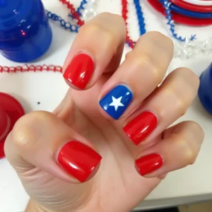 Bold Red with Blue Accent