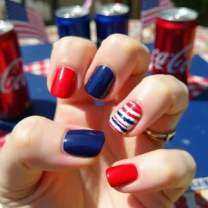 Glossy Flag-Inspired Nails