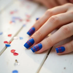 Matte Blue with Red Stripes