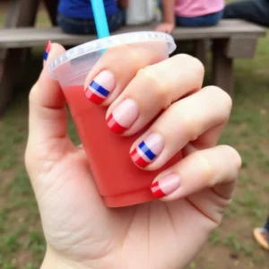 Red Tips with Blue Stripes Red Tips with Blue Stripes