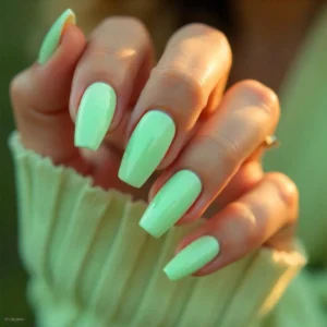 Seafoam Green Coffin Nails
