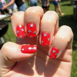 Star Glitter on Red Base