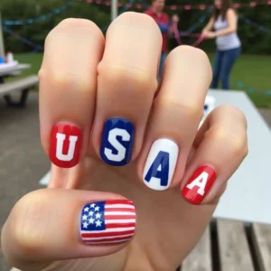 USA Letters Nail Art