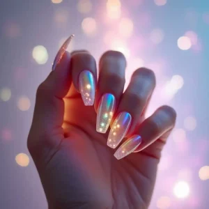 Chrome & Holographic Angel Nails