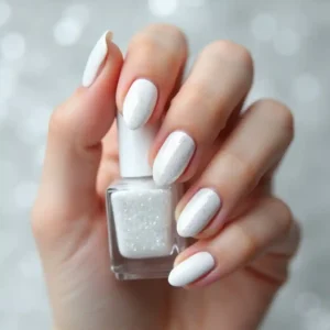 Glittery White Angel Nails