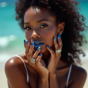 Ocean Blue Glitter Nails Ocean Blue Glitter Nails