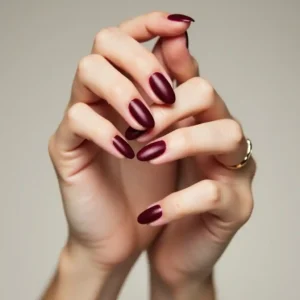 Ruby Matte Nails with Glossy Tips Ruby Matte Nails with Glossy Tips