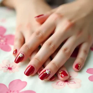 Ruby Nails with Flowers Ruby Nails with Flowers