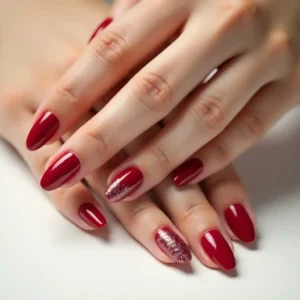 Ruby Nails with Glitter Tips Ruby Nails with Glitter Tips