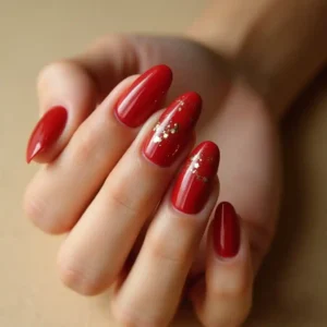 Ruby Nails with Gold Foil Ruby Nails with Gold Foil