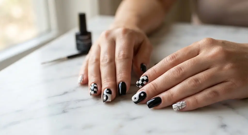Black and White Nail Art