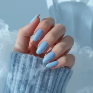 Frosted Blue Aura Nails