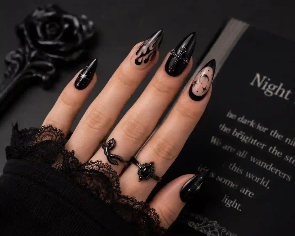 Bat Silhouette Nails